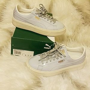 Puma Basket Platform in Patent light blue 8
